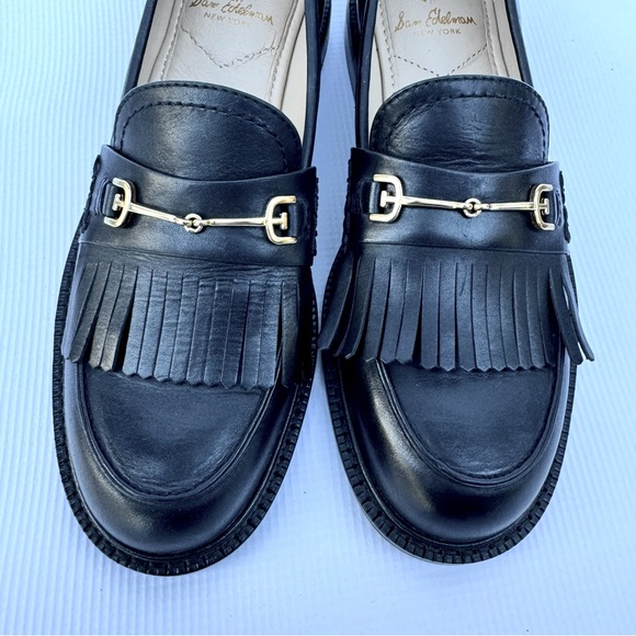 Sam Edelman Black Loafers with Gold Accent - Picture 5 of 8